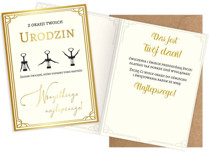 Karnet z kopertą: Urodziny (korkociąg) V-054