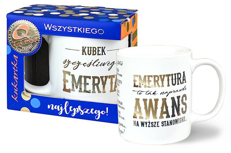 Kubek kukartka Premium "KUBEK szczęśliwego EMERYTA" 300 ml Q-690