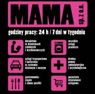 Magnes na lodówkę kukartka "MAMA sp. z o.o. ..." MG-030