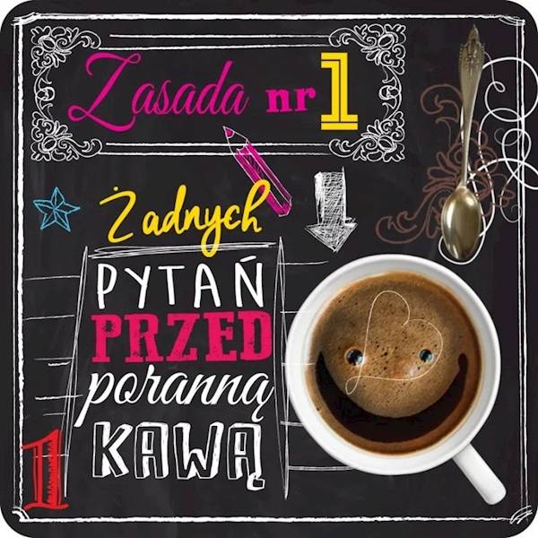 Magnes na lodówkę kukartka "Zasada nr 1 ŻADNYCH PYTAŃ..." MG-098
