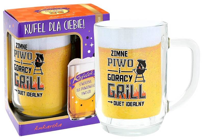 Kufel kukartka "ZIMNE PIWO i GORĄCY GRILL" 500 ml KUF-002