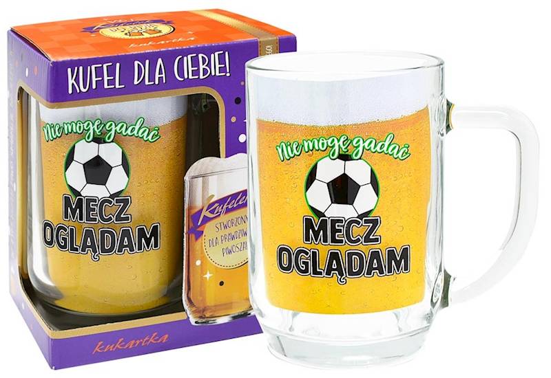 Kufel kukartka "Nie mogę gadać MECZ OGLĄDAM" 500 ml KUF-003