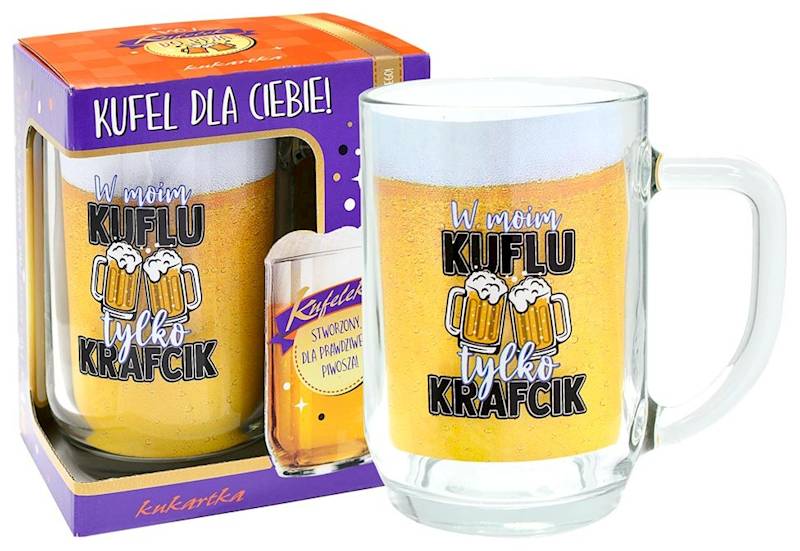 Kufel kukartka "W moim KUFLU tylko KRAFCIK" 500 ml KUF-006