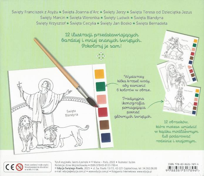 ŚWIĘCI. Malowanka - 12 obrazków z farbkami i pędzelkiem