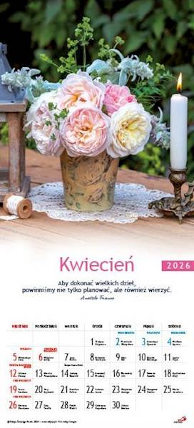 Kalendarz 2026 ŚCIENNY - W krainie kwiatów (22,2x48,5 cm)