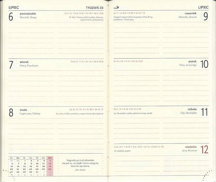 Kalendarz / Terminarz tygodniowy 2026 STANDARD - bordowy (9x15,3 cm)