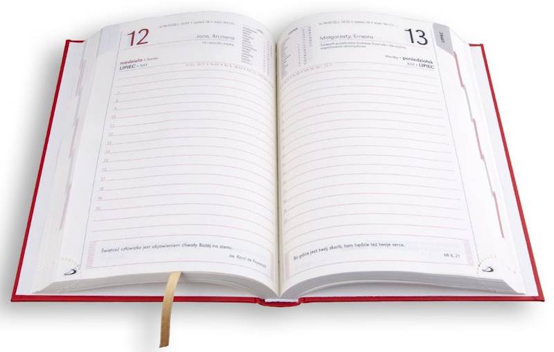 Kalendarz / Terminarz 2026 A5 STANDARD - czerwony