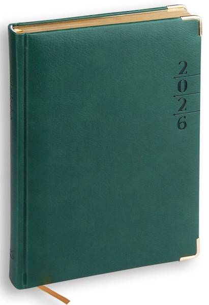 Kalendarz / Terminarz 2026 A5 LUX, złocone brzegi - zielony