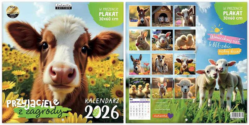 Kalendarz 2026 ŚCIENNY (kukartka) - PRZYJACIELE Z ZAGRODY