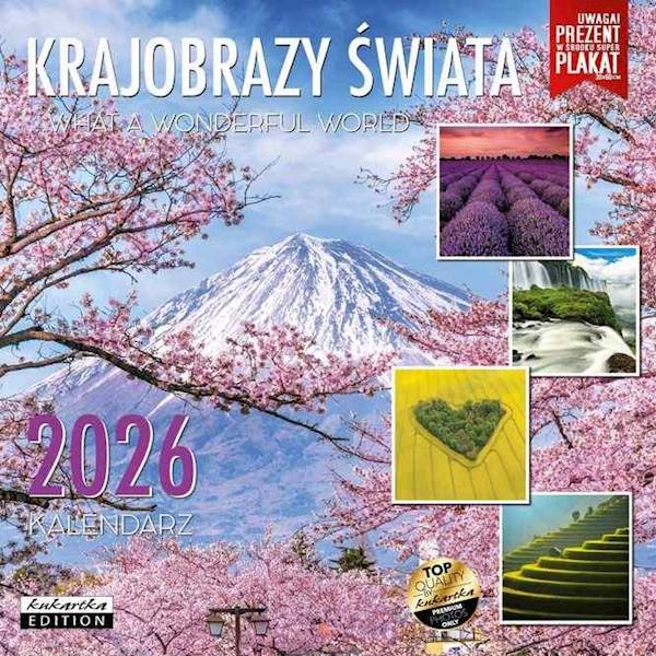Kalendarz 2026 ŚCIENNY (kukartka) - KRAJOBRAZY ŚWIATA
