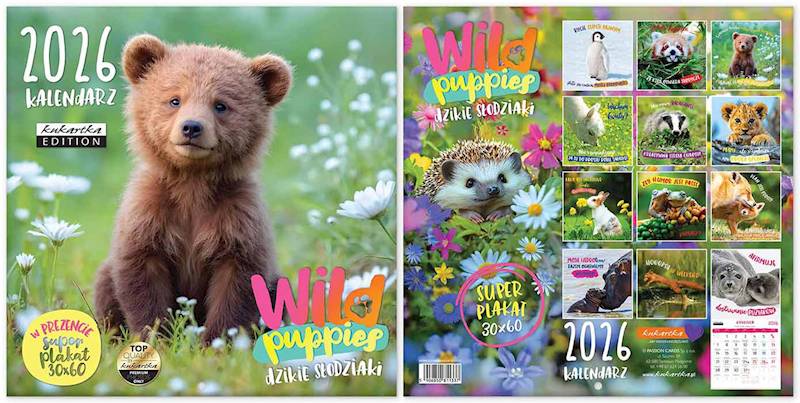 Kalendarz 2026 ŚCIENNY (kukartka) - WILD PUPPIES