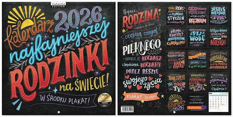 Kalendarz 2026 ŚCIENNY (kukartka) - TABLICA RODZINKI