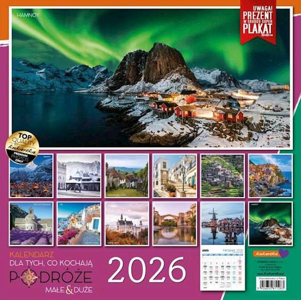 Kalendarz 2026 ŚCIENNY (kukartka) - PODRÓŻE
