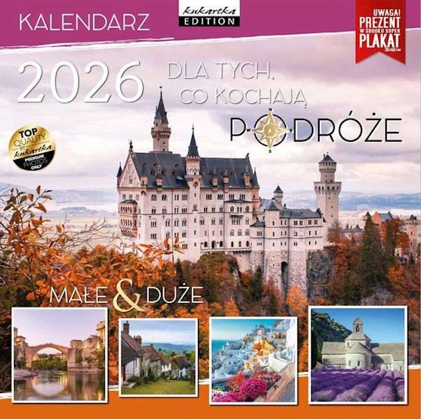 Kalendarz 2026 ŚCIENNY (kukartka) - PODRÓŻE