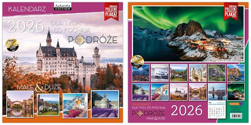 Kalendarz 2026 ŚCIENNY (kukartka) - PODRÓŻE