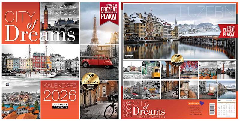 Kalendarz 2026 ŚCIENNY (kukartka) - CITY OF DREAMS