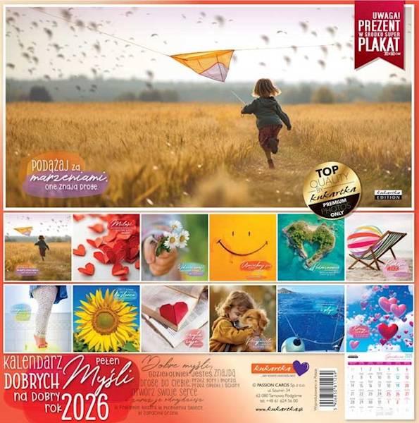 Kalendarz 2026 ŚCIENNY (kukartka) - DOBRYCH MYŚLI