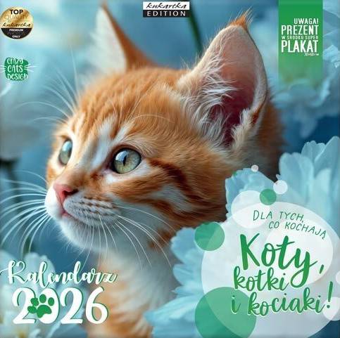 Kalendarz 2026 ŚCIENNY (kukartka) - KOTY