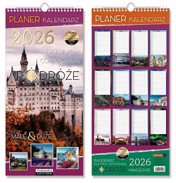 Kalendarz 2026 ŚCIENNY planer (kukartka) - PODRÓŻE