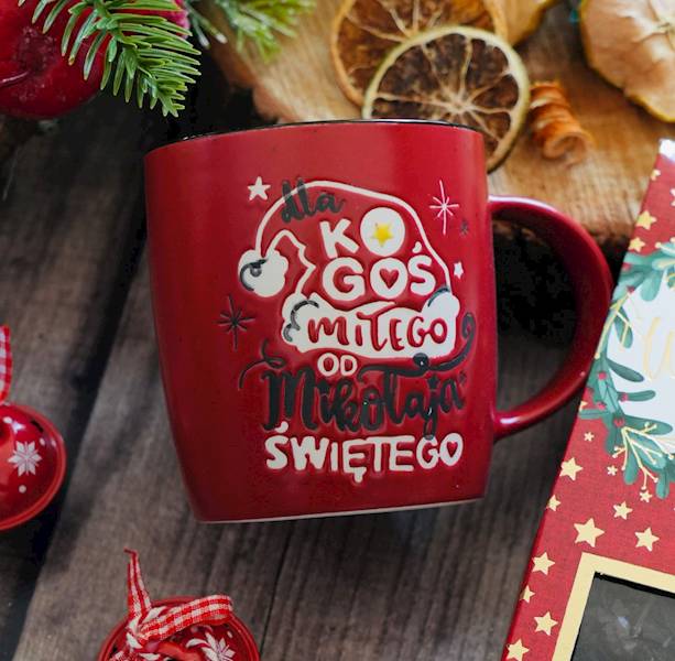 Kubek kukartka "dla KOGOŚ miłego OD Mikołaja ŚWIĘTEGO" 350 ml UP-016