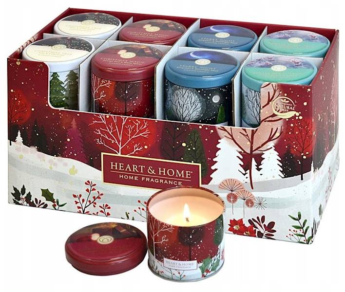 Świeca zapachowa w puszce "Świąteczna Magia" (skórka pomarańczy i korzenne przyprawy) SZP-003