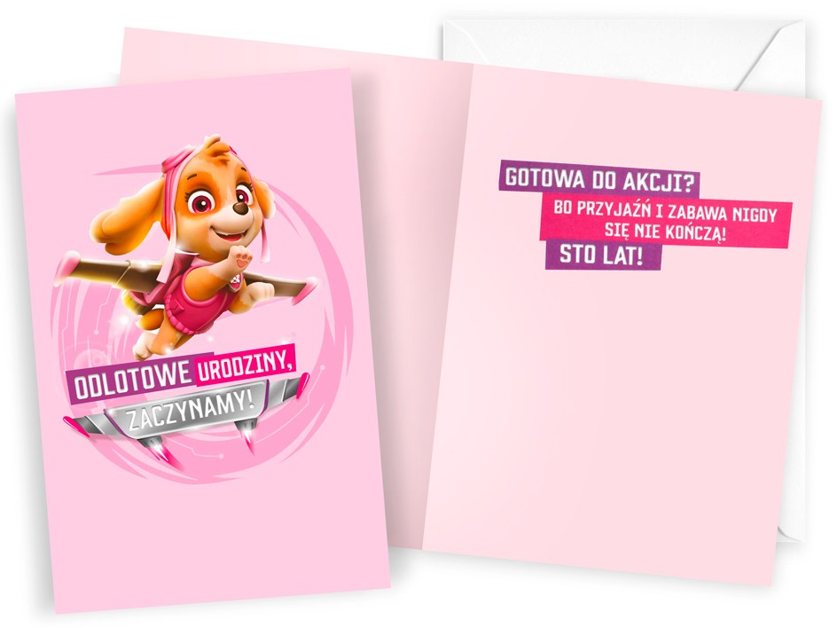 Karnet z kopertą: Urodziny dziecięce (Psi Patrol, dziewczynka) DHS-041