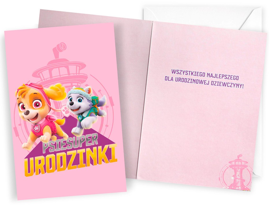 Karnet z kopertą: Urodziny dziecięce (Psi Patrol, dziewczynka) DHS-040