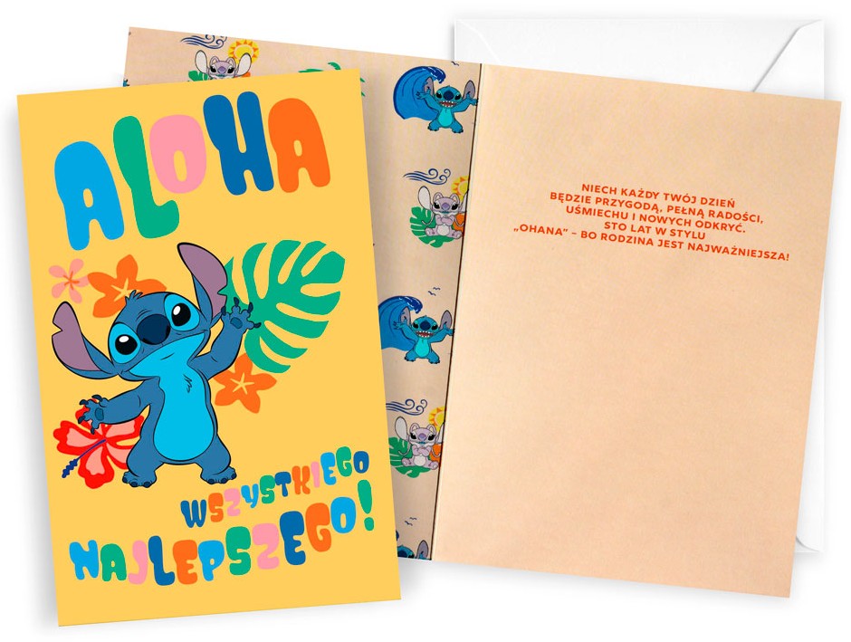 Karnet z kopertą: Urodziny dziecięce (Stitch) DHS-030