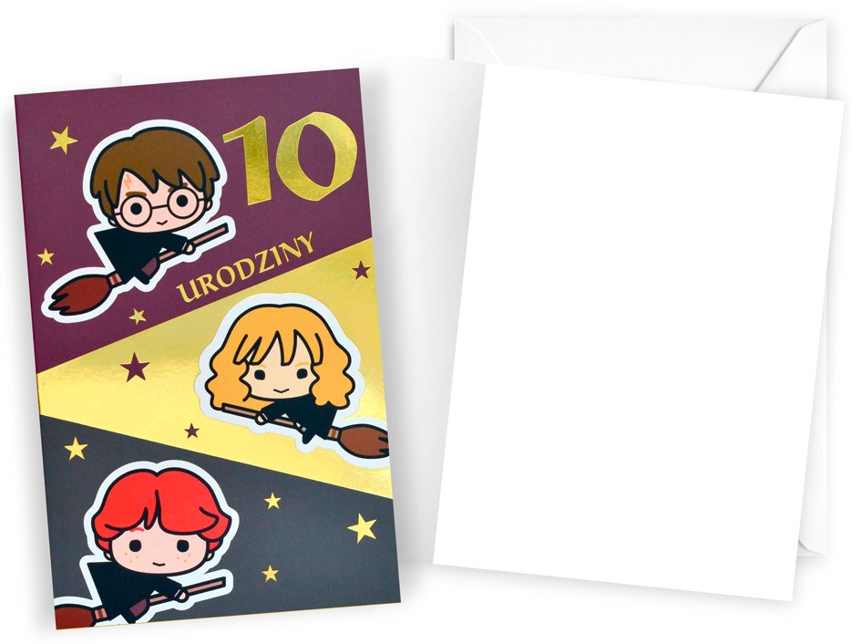 Karnet z kopertą: Urodziny dziecięce 10 (Harry Potter, cyferki) DHS-024