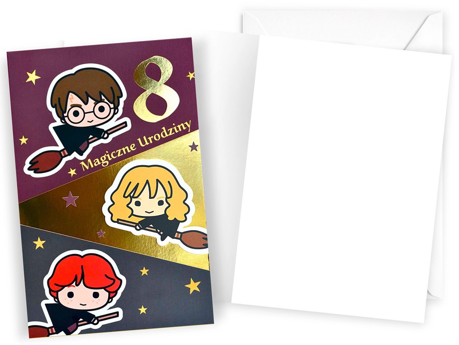 Karnet z kopertą: Urodziny dziecięce 8 (Harry Potter, cyferki) DHS-023