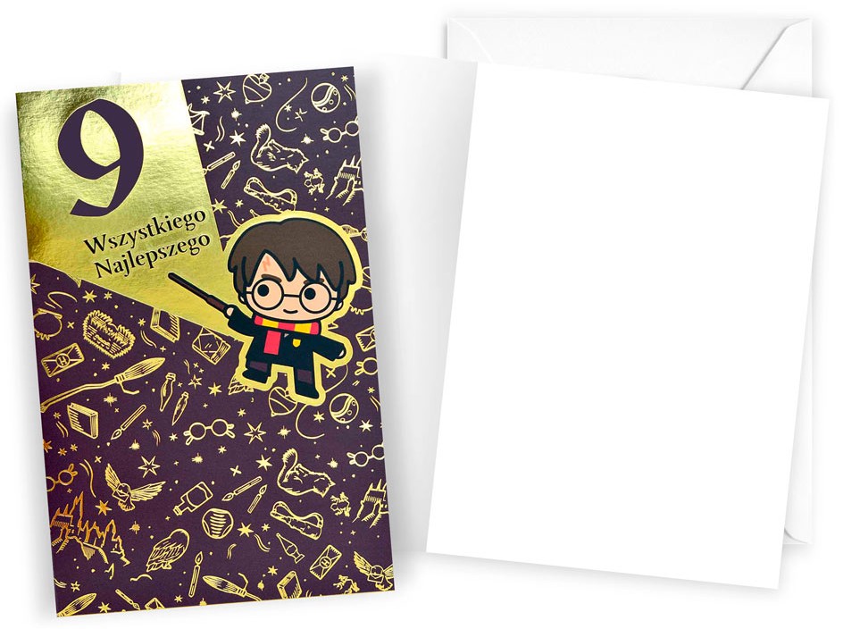 Karnet z kopertą: Urodziny dziecięce 9 (Harry Potter, cyferki) DHS-022