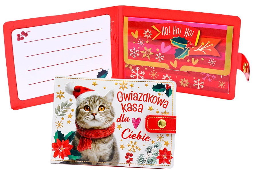 Portfelik prezentowy - Boże Narodzenie (kot) POR-017