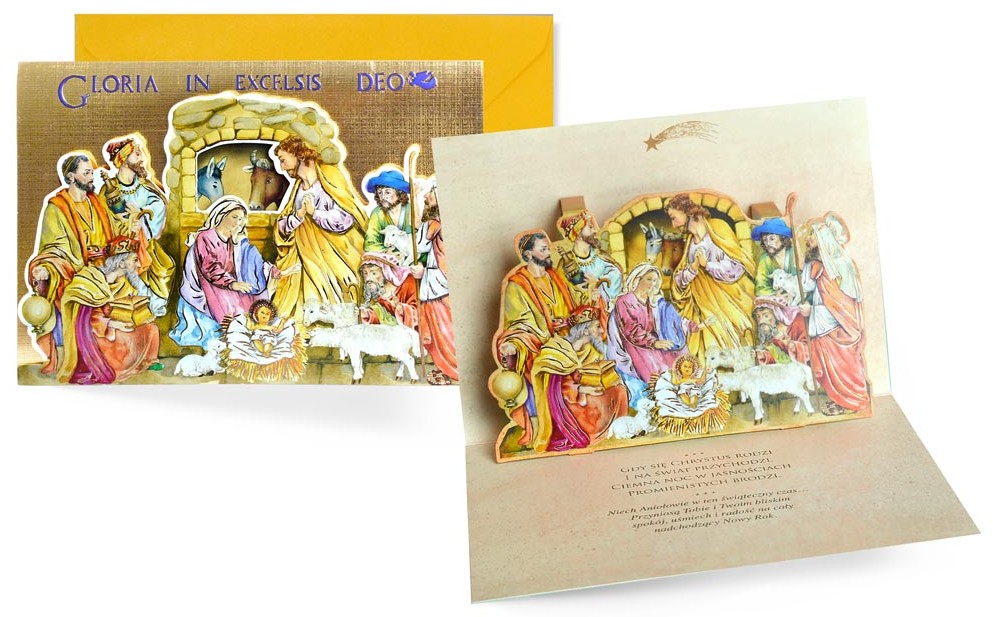 Karnet POP-UP z kopertą - Boże Narodzenie PU-022