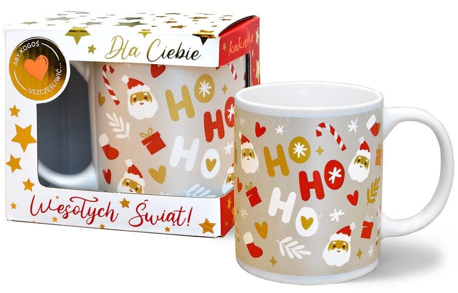 Kubek kukartka Premium Boże Narodzenie: "HO HO HO" 300 ml Q-1017