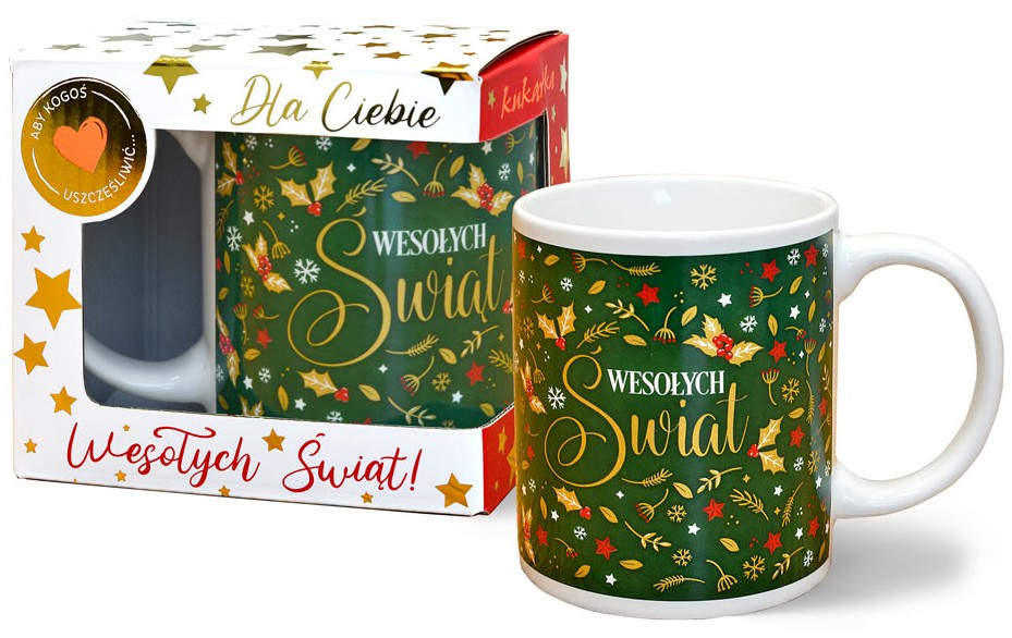 Kubek kukartka Premium Boże Narodzenie: "Wesołych ŚWIĄT" 300 ml Q-1019