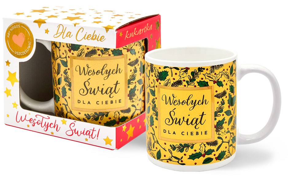 Kubek kukartka Premium Boże Narodzenie "Wesołych Świąt" 300 ml Q-1061