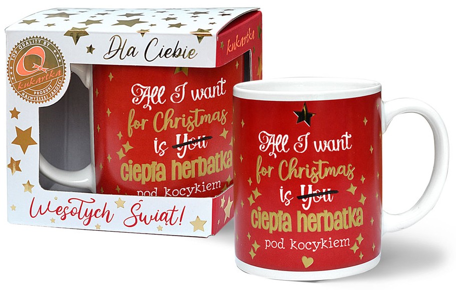 Kubek kukartka Premium Boże Narodzenie "ciepła herbatka" 300 ml Q-969