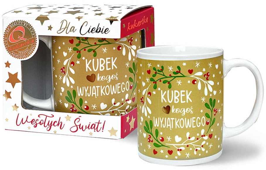 Kubek kukartka Premium Boże Narodzenie "KUBEK kogoś WYJĄTKOWEGO" 300 ml Q-970