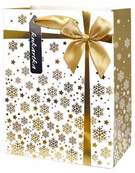 Torba prezentowa z kokardą Boże Narodzenie 17,7x22,8x9,8 cm QPM-128 wzór 4