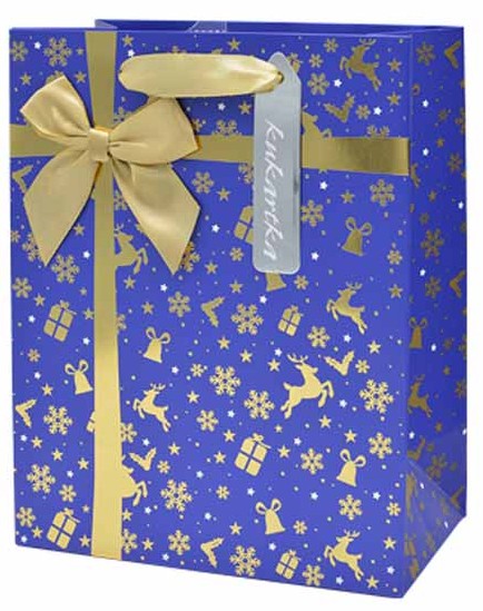 Torba prezentowa z kokardą Boże Narodzenie 12,8x17,9x8 cm QPS-070 wzór 3
