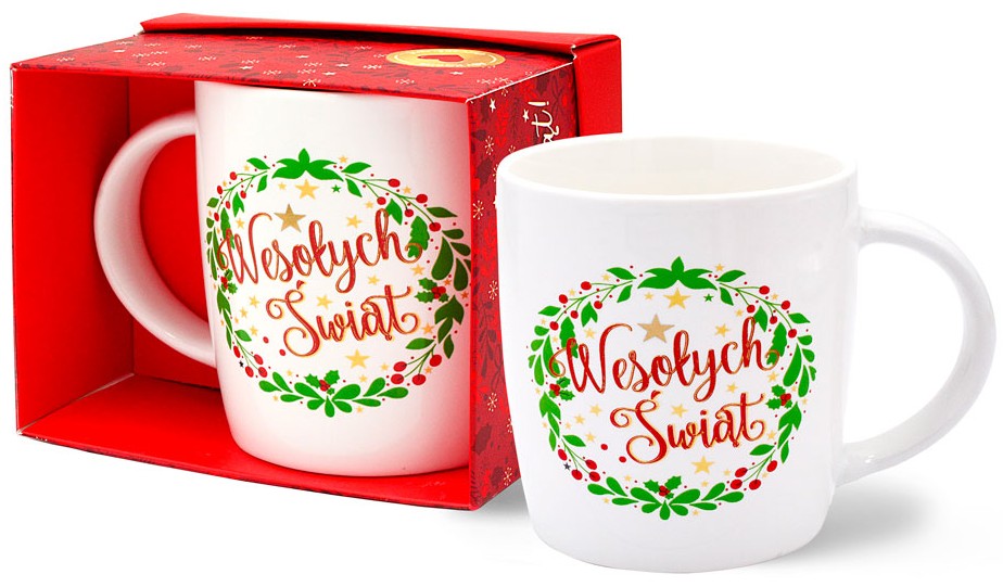 Kubek kukartka TOP Boże Narodzenie "Wesołych Świąt" 350 ml TOP-029