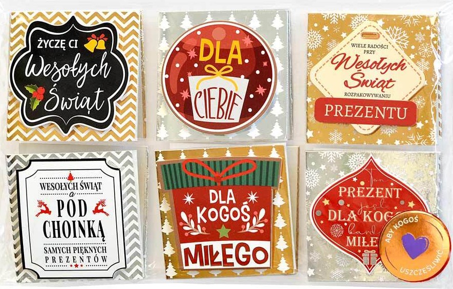 Karneciki do prezentów "Boże Narodzenie" 6 szt. KDP-002