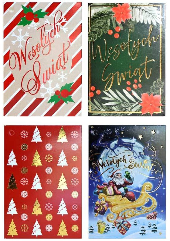 Karneciki do prezentów "Boże Narodzenie" 4 szt. KWP-001