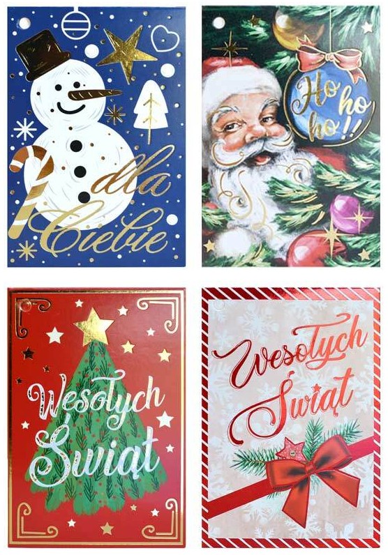 Karneciki do prezentów "Boże Narodzenie" 4 szt. KWP-002