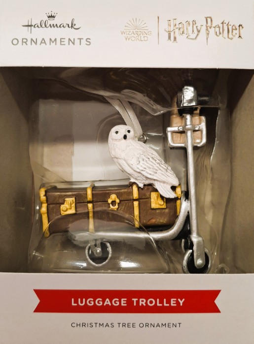 Zawieszka choinkowa Hallmark ORNAMENTS: HARRY POTTER - wózek bagażowy z Hedwigą