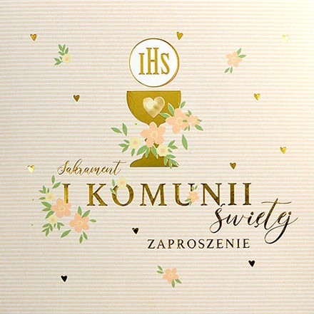 Zaproszenie z kopertą: na Pierwszą Komunię Świętą PMZ-119 (1 szt.)
