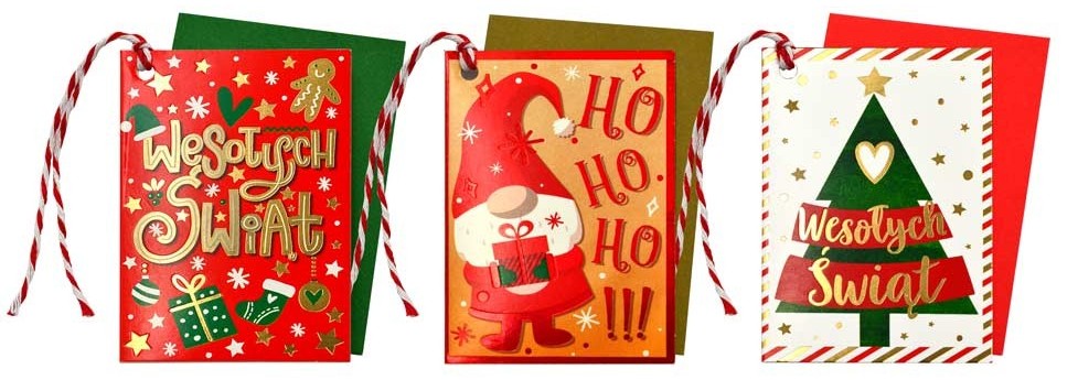 Karneciki / Zawieszki do prezentów "Boże Narodzenie" 3 szt. KAR-001