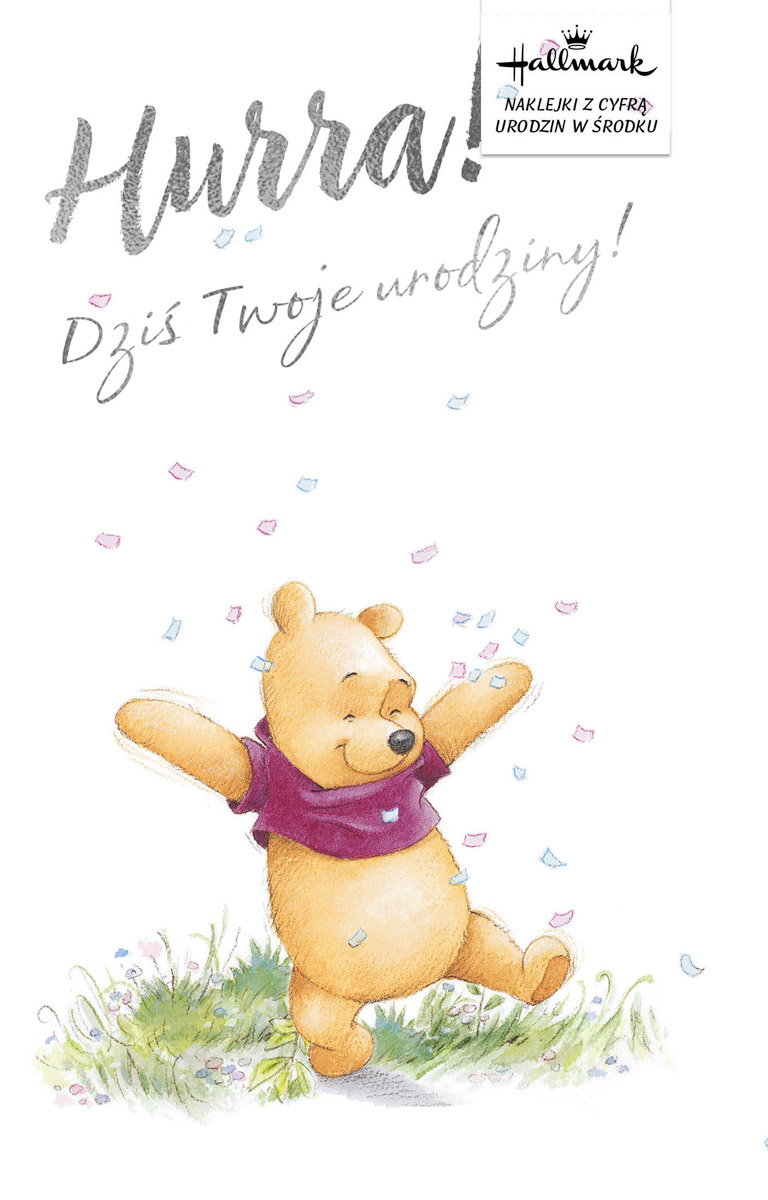 Karnet z kopertą: Urodziny dziecięce (Kubuś Puchatek, wymienne cyferki) DHS-029