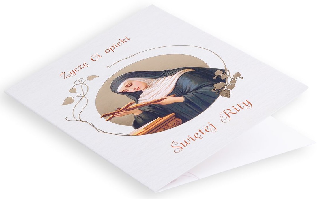 Karnet z kopertą: Ze Świętymi 1 - Życzę Ci opieki Świętej Rity