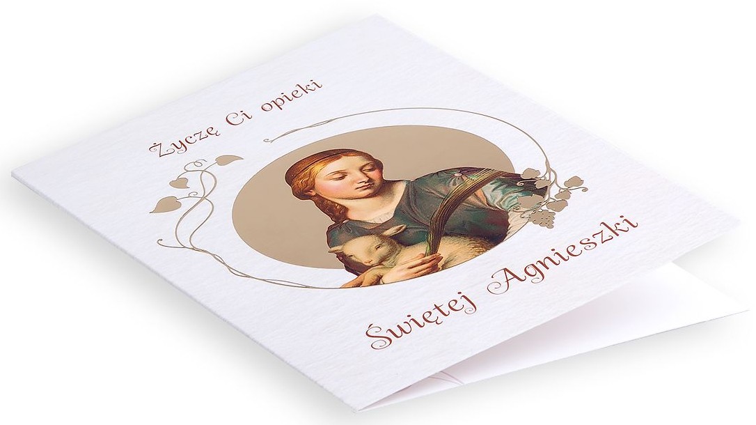 Karnet z kopertą: Ze Świętymi 9 - Życzę Ci opieki Świętej Agnieszki